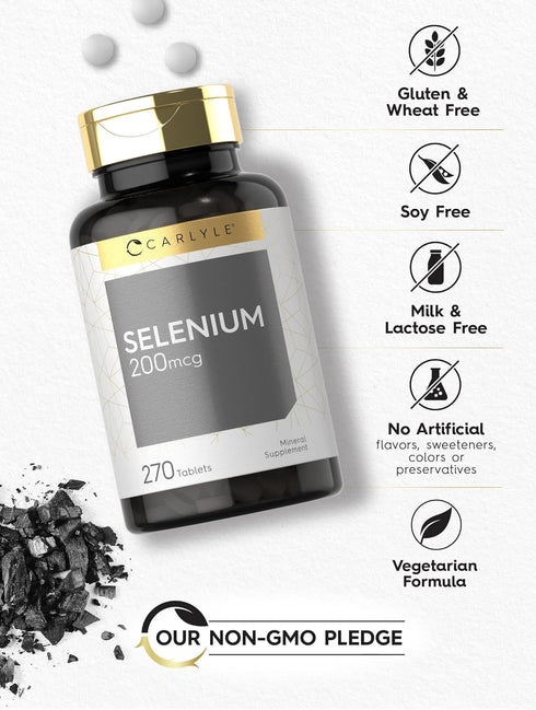 Carlyle Selenium Supplement | 200mcg Tablets | Vegetarian, Non-GMO, Gluten Free