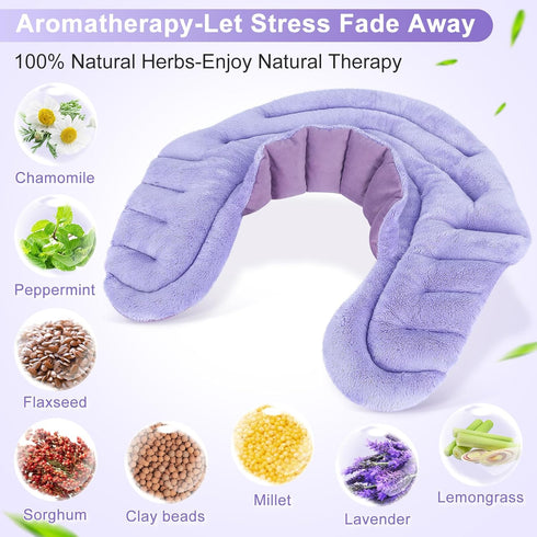 SuzziPad Microwave Heating Pad for Neck and Shoulders, Heated Neck Wrap with Herbal Aromatherapy, Weighted Pain Relief