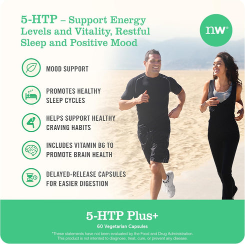 NatureWise 5-HTP 200mg Supplement with Vitamin B6 for Mood Support and Natural Sleep Aid, 60 Count