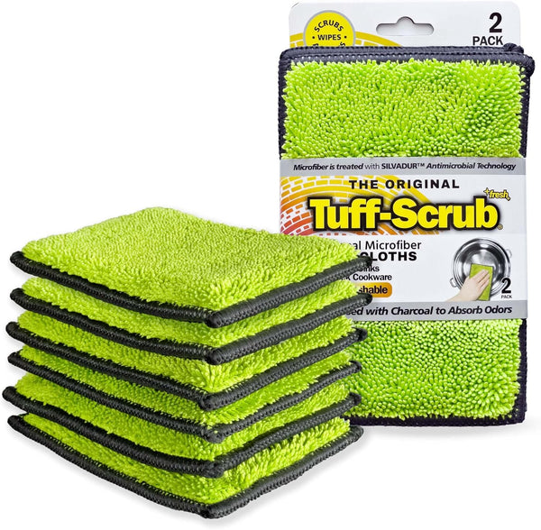 Fresh Professional Microfiber Sponge Cloths, 6-Pack with SILVADUR Odor Control Technology