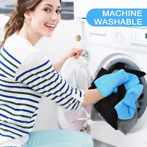 Wash(6 6 Inch,Blue/Gray/Black,50 Tanlade Cleaning Cloth Dry Erase Cloth Cleaning Rags Reasonable Kitchen Towels