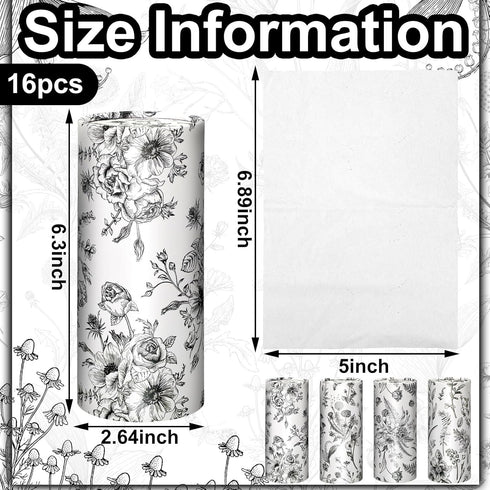 Zonon 16 50 Pcs Vintage Floral Round Tissues Box Car Holder with Facial Tissue Bulk Black Flower Travel Tubes for Car
