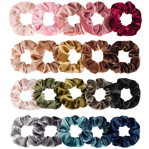 Whaline Velvet Hair Scrunchies, Hair Bobble Elastics, Soft Hair Ties for Girls, Women (20 Colors)