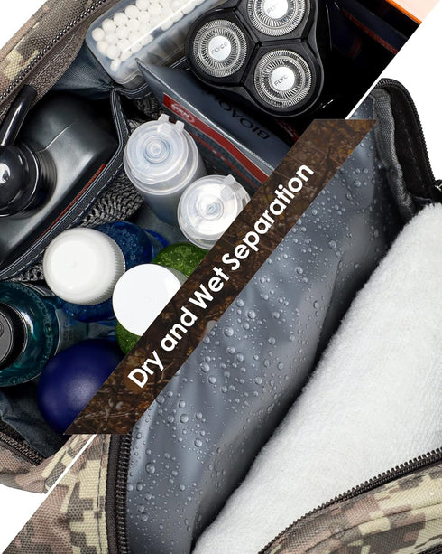 TACTICISM Toiletry Bag for Men, Dry Wet Separate Travel Bag, Tactical Molle Dopp Kit, Water-Resistant