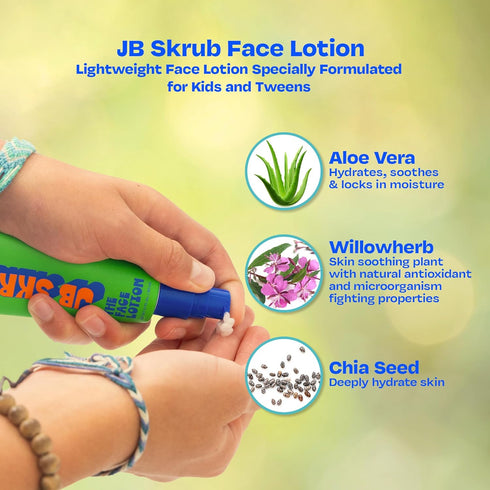 The Face Lotion - 1.7 oz Hydrating Skin Care for Kids and Teens, Fast-Absorbing Acne Moisturizer, Oil-Control & Blue