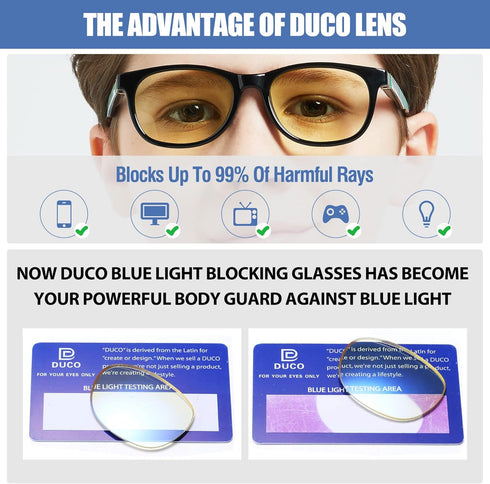 DUCO Blue Light Glasses for Kids, Boys & Girls, Blue Ray Blocking Glasses for Computer Gaming TV