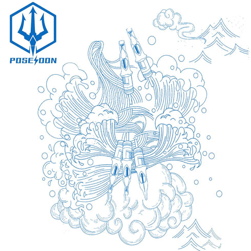 POSEIDON Tattoo Cartridges Needles 20PCS Tattoo Needles with Membrane Safety Cartridges Disposable # 12 Standard Round Shader Tattoo Needle for Tattoo Pen(1207RS)