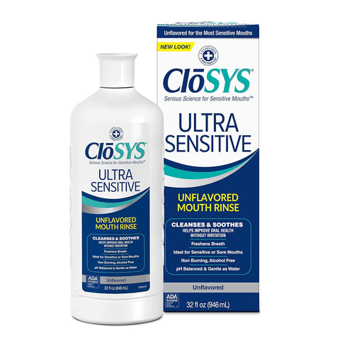 CloSYS Ultra Sensitive Mouthwash, Unflavored, Alcohol Free, Dye Free, pH Balanced - 32 Oz (Pack of 3)