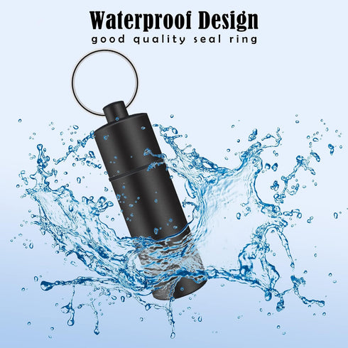 LETAOWJ Small Pill Box Waterproof Keychain Pill Holder Portable Travel Pill Container Metal Case with Keyring