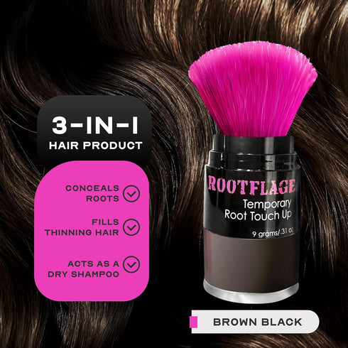 Root Touch Up Hair Powder, Temporary Hair Color, Gray Coverage, Eyebrow Filler, 09 Brown Black