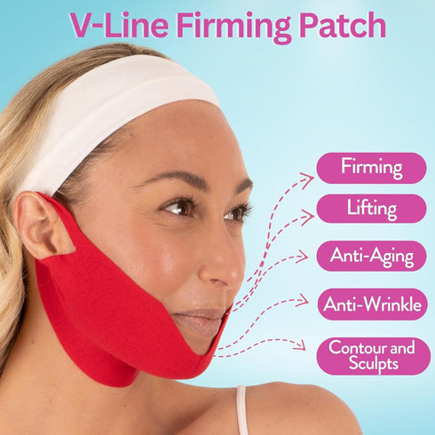 MISS SPA V-Line Patch, Neck and Face Toning Mask, Double Chin Mask, V-Line Double Chin Face Mask, Chin Strap Anti-aging and Anti-wrinkle Face Mask, V Shaped Contouring Face Mask, 4 Pack
