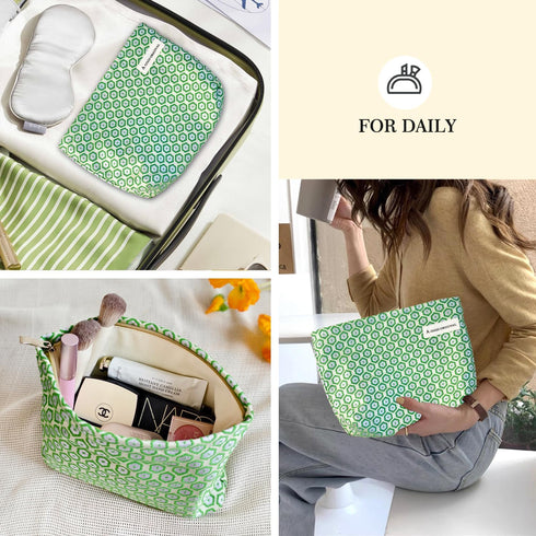 STARDW Aesthetic Cute Makeup Bag, Large Capacity Skincare Bag, Travel Toiletry Bag, Makeup Organizer Zipper Pouch