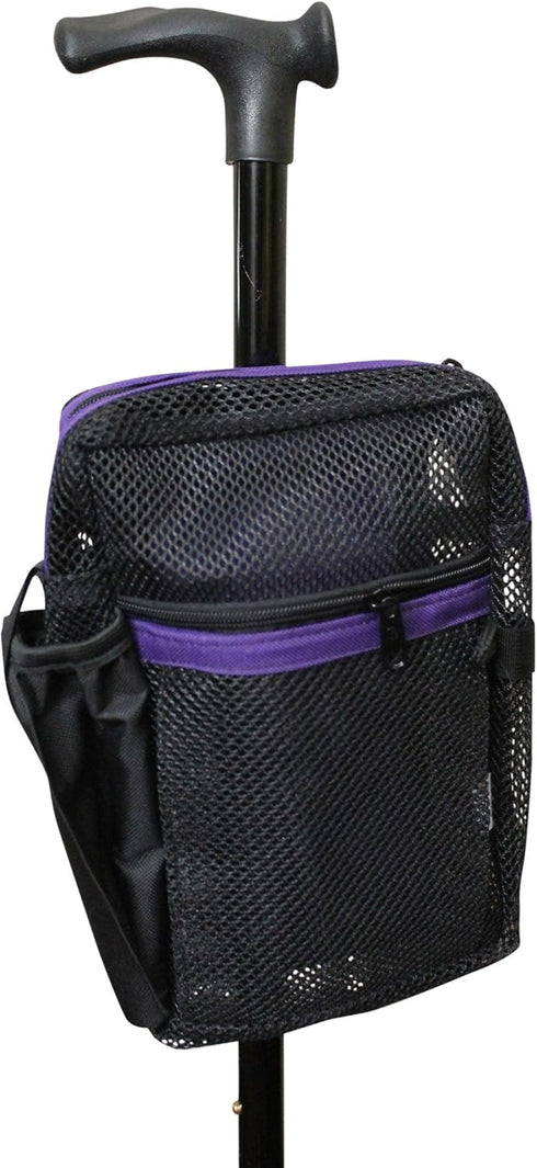 Secure Pouch for Cane, Walker, Crutches, and Wheel Chairs - Purple