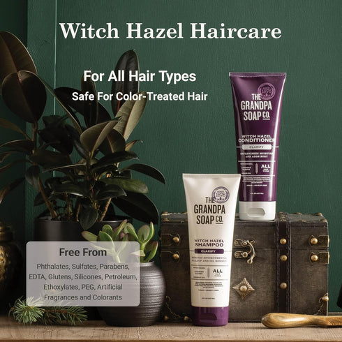 The Grandpa Soap Company Clarifying Witch Hazel Shampoo, 8 Fl Oz, Vegan, Removes Buildup with Lavender Flower
