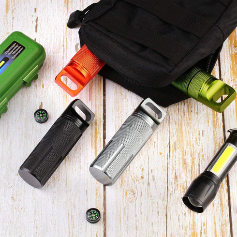 Patelai 4 Pieces Portable Pill Case, Waterproof EDC Container for Travel, Aluminum Pill Bottle Keychain Holder