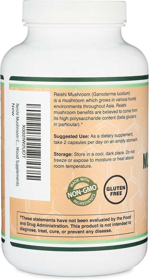 Reishi Mushroom Capsules (4:1 Ganoderma Extract, 1,000mg Red Reishi Powder) 300 Count, Immune Support Supplement