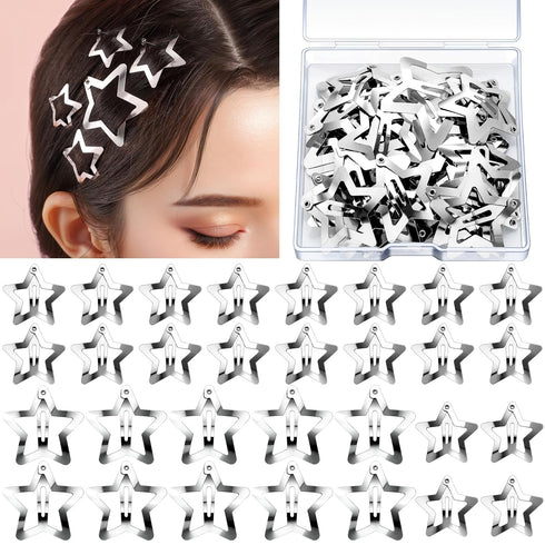 YGDZ 30 PCS Star Hair Clips, 20 PCS 1.22" Star Y2K Hair Accessories, 10 PCS 1.61" Silver Star Clips for Women Girls