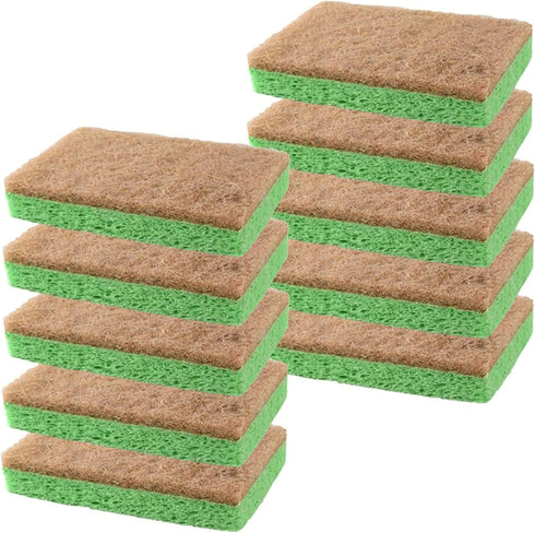 SCRUBIT Natural Sponges, 10 Pack Biodegradable Cellulose and Coconut Kitchen Sponges, Eco Friendly Non Toxic