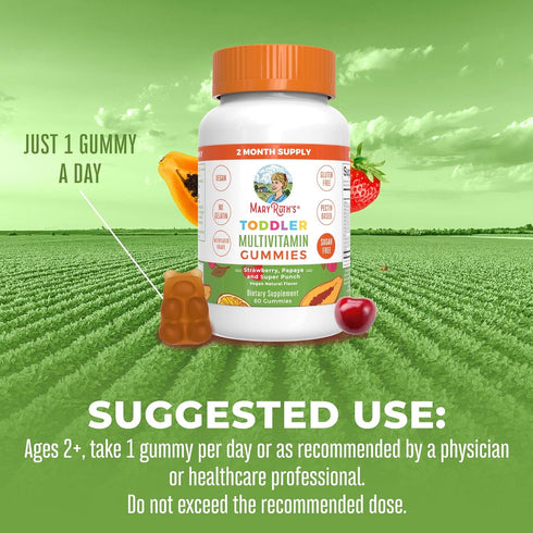 MaryRuth Organics Sugar Free Vitamin Gummies for Kids Age 2+, 60 Count Multivitamin with Vitamin C, D3, Zinc