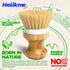Holikme Bamboo Palm Brush Dish Brushes Vegetable Scrubber Round Natural Scrub Brush Cleaning Kit for Cleaning