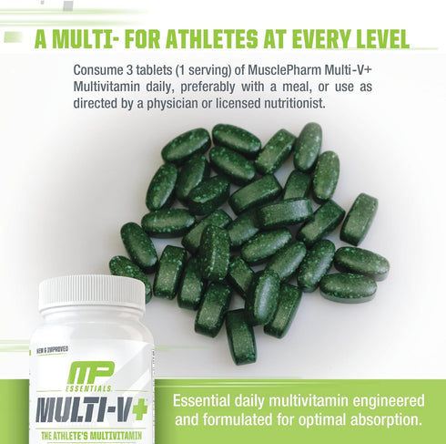 Muscle Pharm Essentials Multi-V+, 90 Tablets - The Athlete's Multi-Vitamin for Enhanced Energy, Performance & Immune