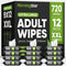 Morning Star Adult Wipes for Elderly - 720 Wipes 12 Packs Thick Extra Large