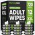 Morning Star Adult Wipes for Elderly - 720 Wipes 12 Packs Thick Extra Large