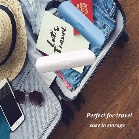 2 Pcs Electric Toothbrush Travel Case - Portable Holder for Oral-B Pro and Other Electric Toothbrush Set (Blue&White)