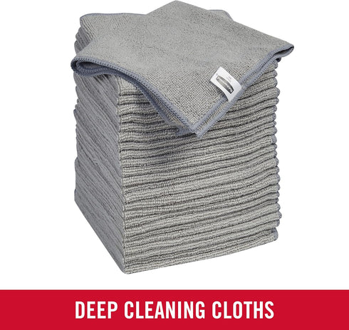 Rubbermaid All Purpose Microfiber Cleaning Cloth Towels, 50 Pack, 14"x14", Non-Scratch, Reusable for Home and Kitchen