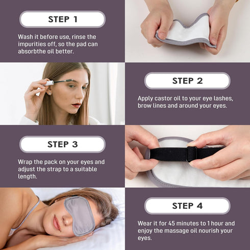 Pack Packs Castor Oil for Eye,Eye Mask,Reusable Organic Castor Wrap Castor Oil kit for Sparse Eyelashes