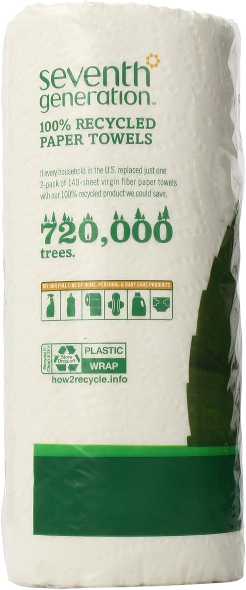 Seventh Generation 140 1 Pack Paper Towels Regular Roll, Sheets, White