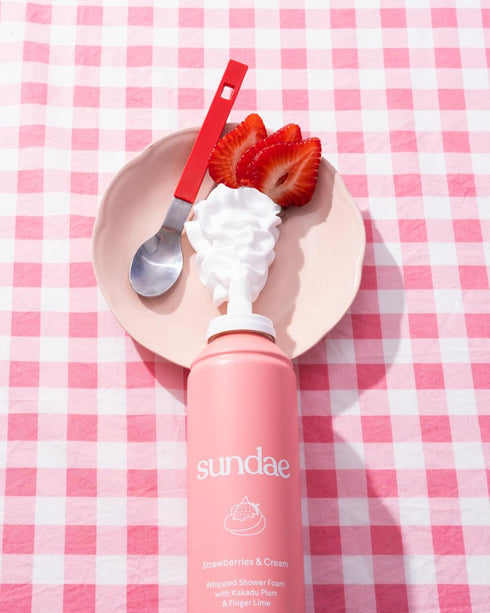 Sundae Whipped Shower Foam, Strawberries & Cream Foaming Body Wash, 8.9 fl oz, 265ml