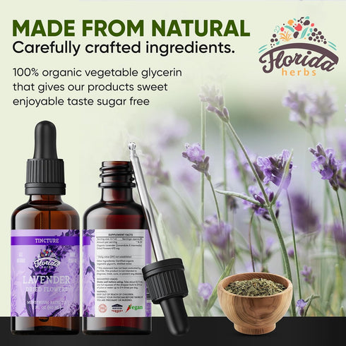 Organic Lavender Flower Liquid Extract for Calming Nervous System Support (Lavandula X Intermedia) 2 Fl Oz