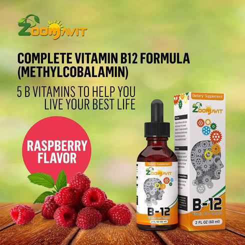 Vitamin B Complex Liquid Drops with Fast Absorption - Super B Liquid Complex Vitamins B2, B3, B5, B6 & B12