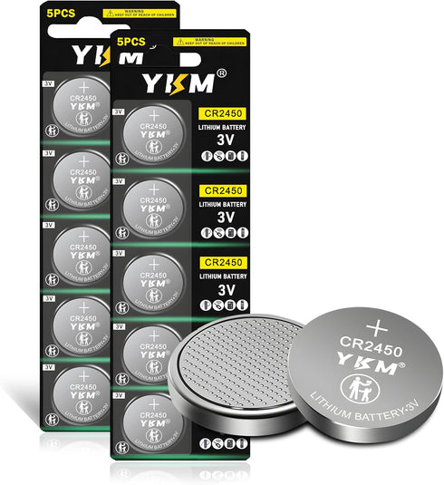 10 Pack CR2450 3 Volt Lithium Battery DL2450 ECR2450 BR2450 620mAh for Car Remote Key Fob, Watch, Tea Light Candles