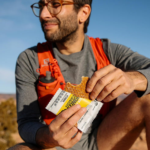 Pack 18, 6 Pack Honey Stinger Organic Energy Waffle Fan Favorites Variety of Vanilla, Cookies and Cream, Each of Peanut