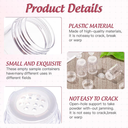 RAYNAG 6 Pieces Mini Empty Loose Powder Bottle, Travel Cosmetic Glitter Shaker with Sifter and Lids