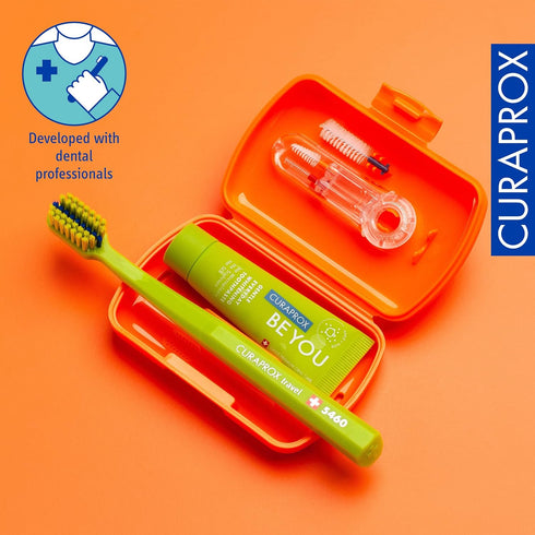 Set Set Curaprox Ortho Travel Braces & On-the-Go Oral Care | Ultra Soft Brush + Whitening Toothpaste | Compact