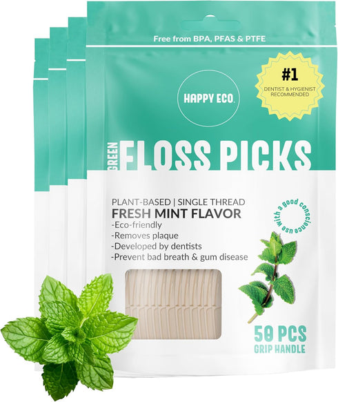 Biodegradable Floss Picks, 200pcs Natural, Vegan, Sustainable, Reusable Dental Floss Picks