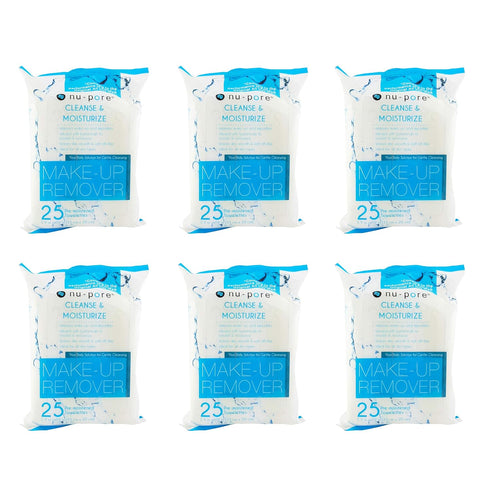 Nu-pore Cleansing and Moisturizing Makeup Remover, Wet 25 Towelettes (Pack of 6)