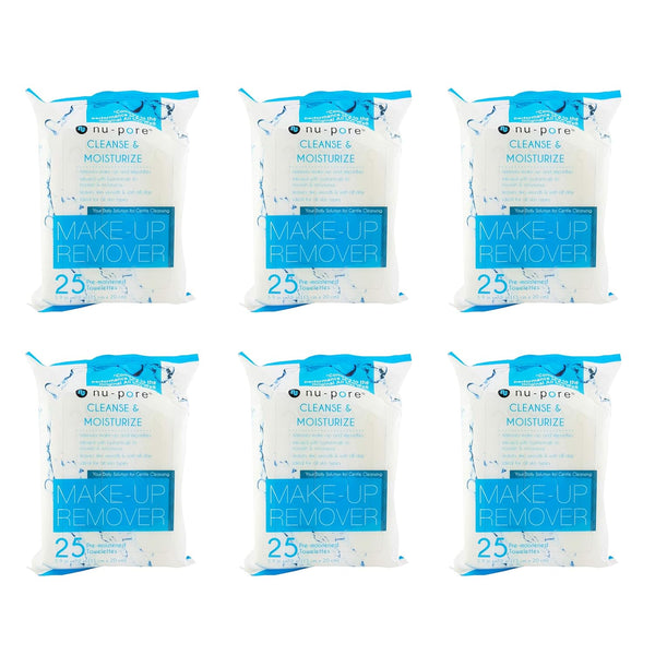 Nu-pore Cleansing and Moisturizing Makeup Remover, Wet 25 Towelettes (Pack of 6)