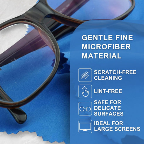 Microfiber Cleaning Cloth, 7x6'' Microfiber Cloth, Pack of 6 Blue Lens Cleaning Wipes