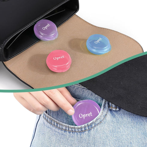 Opret Small Pill Box (3 Pcs), Cute Portable Pill Case for Travel, Medicine Storage Container, Rose, Blue, Purple