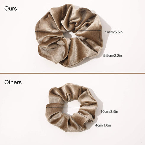 Velvet Scrunchies Hairbands Bulk Pack - Jumbo Large Hair Ties for Thick Curly Hair, No Crease Soft Elastic Accessories