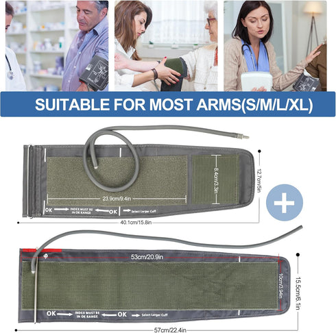 Full-Size Blood Pressure Replacement Cuffs - 5.9-9.5 & 9-21 Inches, Compatible with Omron and Other Brands (Cuffs Only)