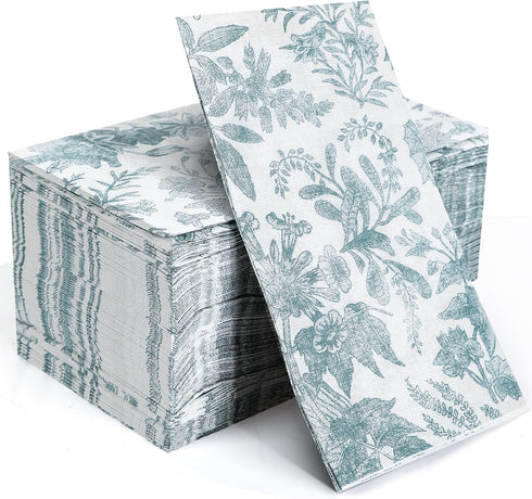 YOCHANDA 100 pack Floral Disposable Bathroom NapkinsPaper Napkins Decorativepaper hand towels for bathroomDessert