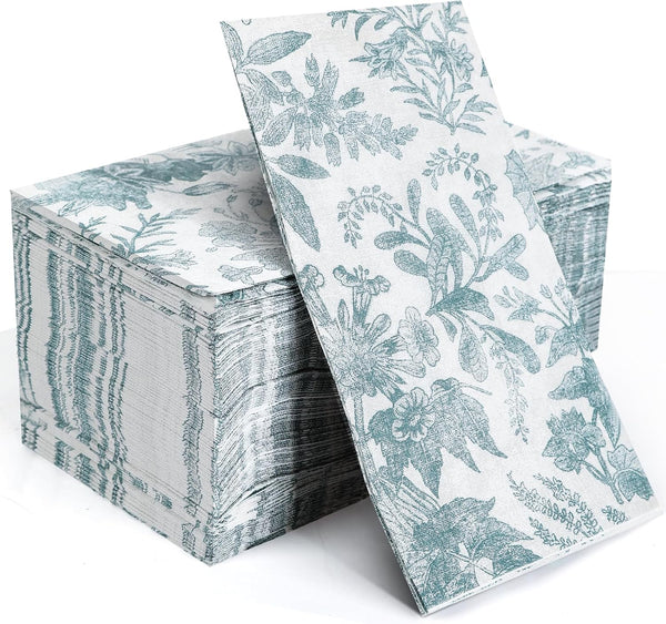 YOCHANDA 100 pack Floral Disposable Bathroom NapkinsPaper Napkins Decorativepaper hand towels for bathroomDessert