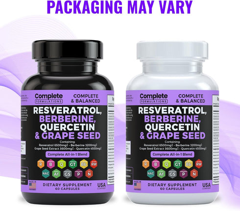 6500mg Resveratrol Supplement with Quercetin 4500mg, Berberine 3200mg, Grape Seed Extract 3600mg