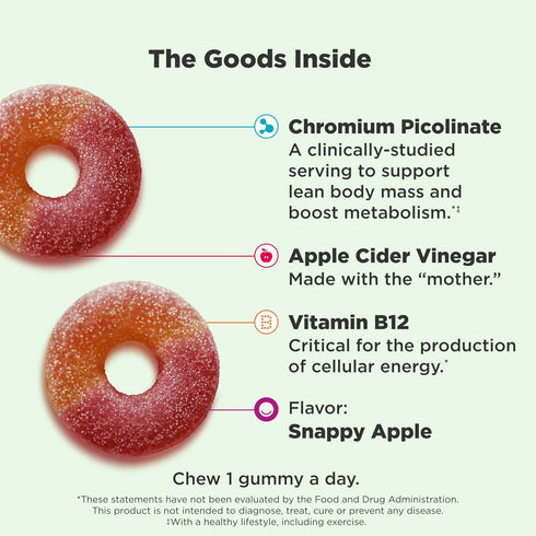 Gummy B12, 30 Count OLLY Metabolism Rings, Apple Cider Vinegar, Vitamin Chromium, Energy and Digestive Health, Chewable