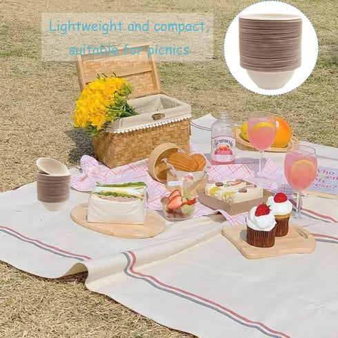 100 Pack Compostable 8oz Paper Bowls, Heavy-Duty Natural Disposable Bowls for Salad, Soup, Pasta & Dessert